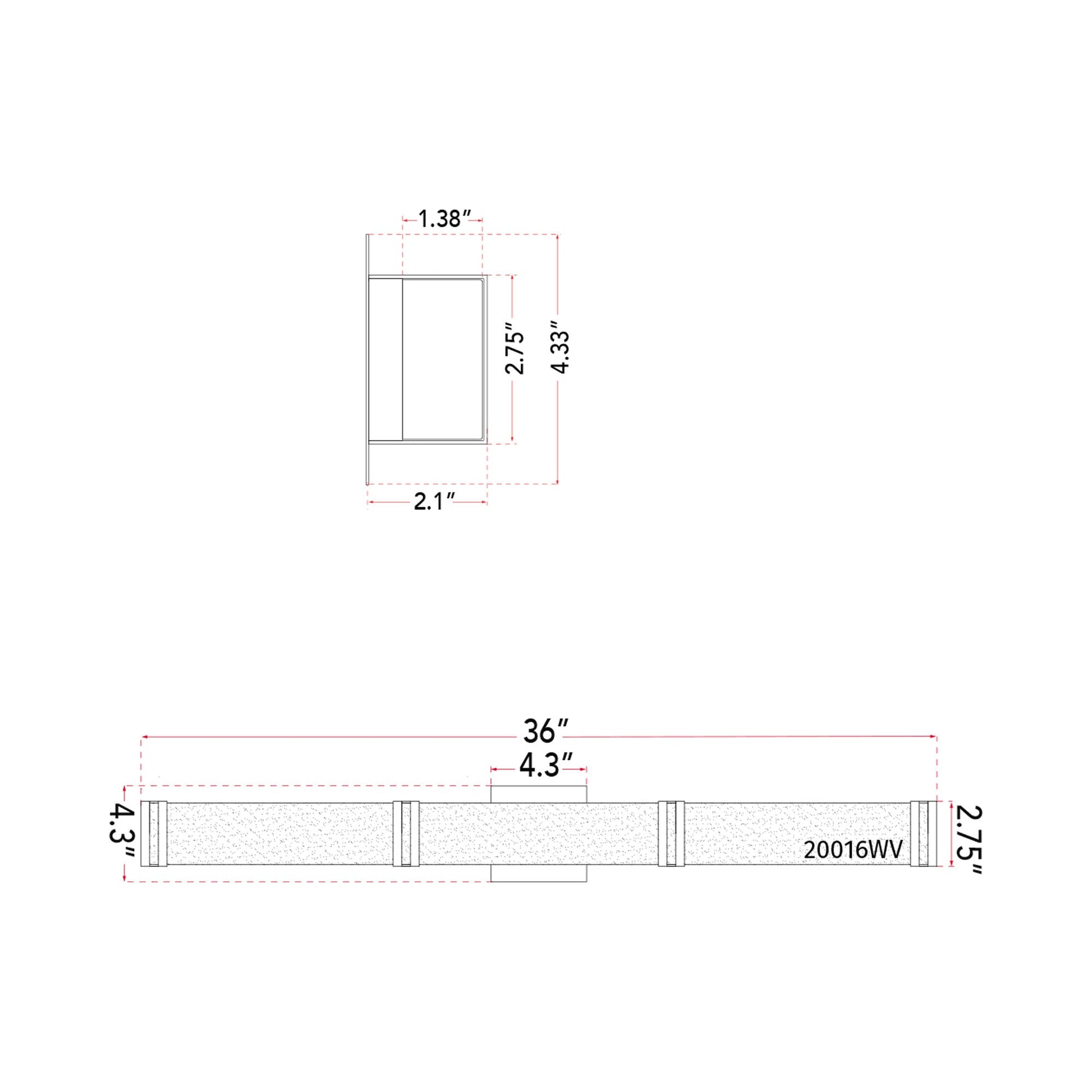 Cosmo LED Bath Vanity Light - line drawing.