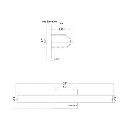 Eco LED Bath Vanity Light - line drawing.