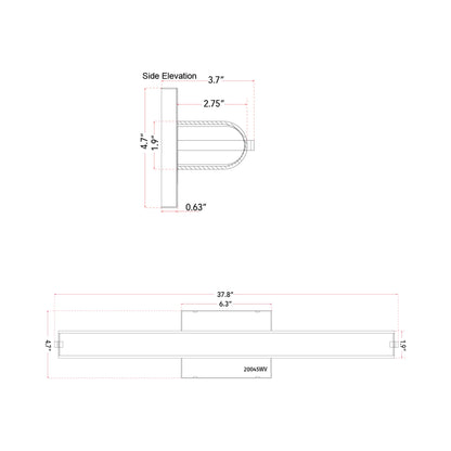 Eco LED Bath Vanity Light - line drawing.