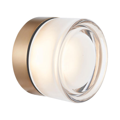 Elf Outdoor LED Ceiling / Wall Light in Anodized Gold / Frosted Glass.