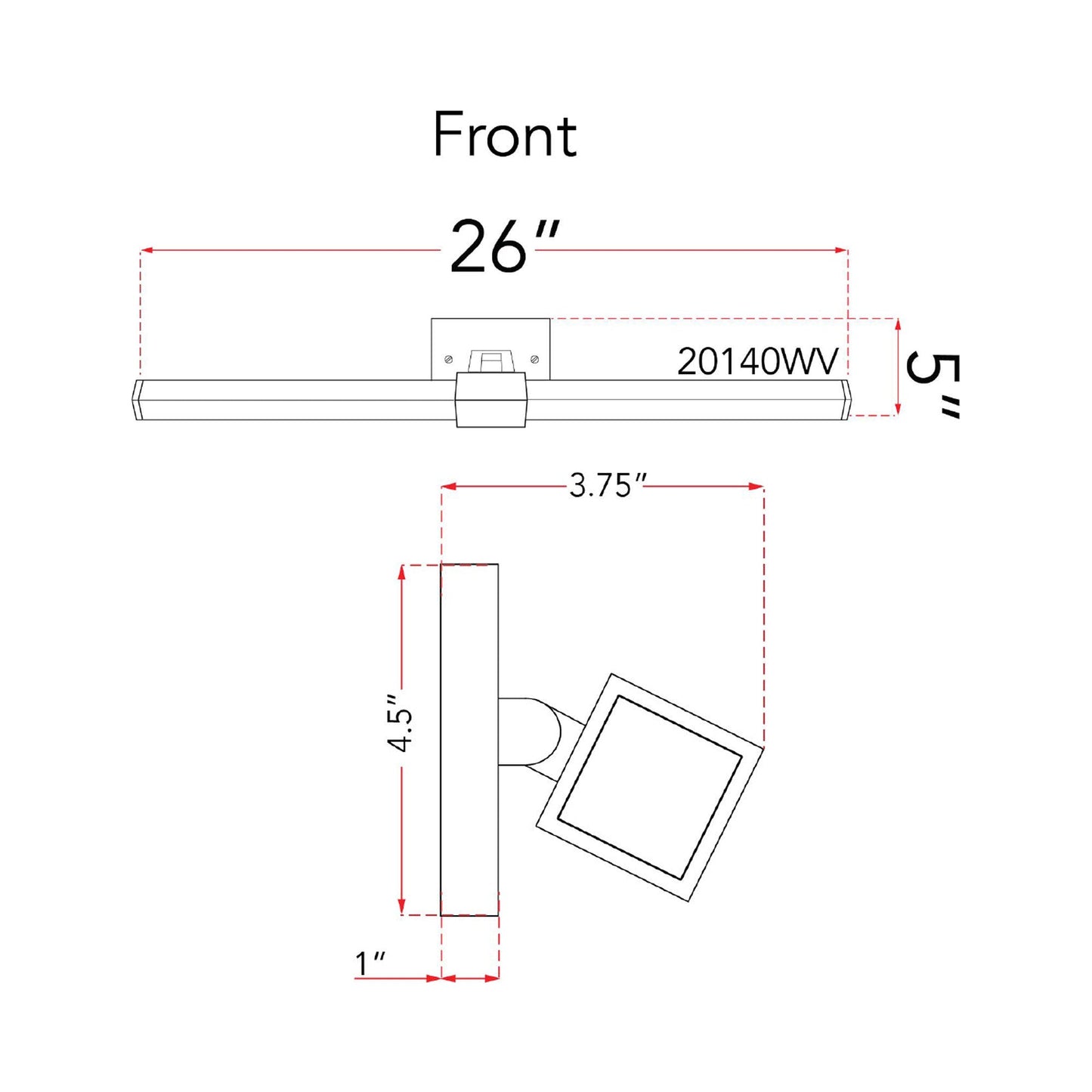 Epee LED Bath Vanity Light - line drawing.