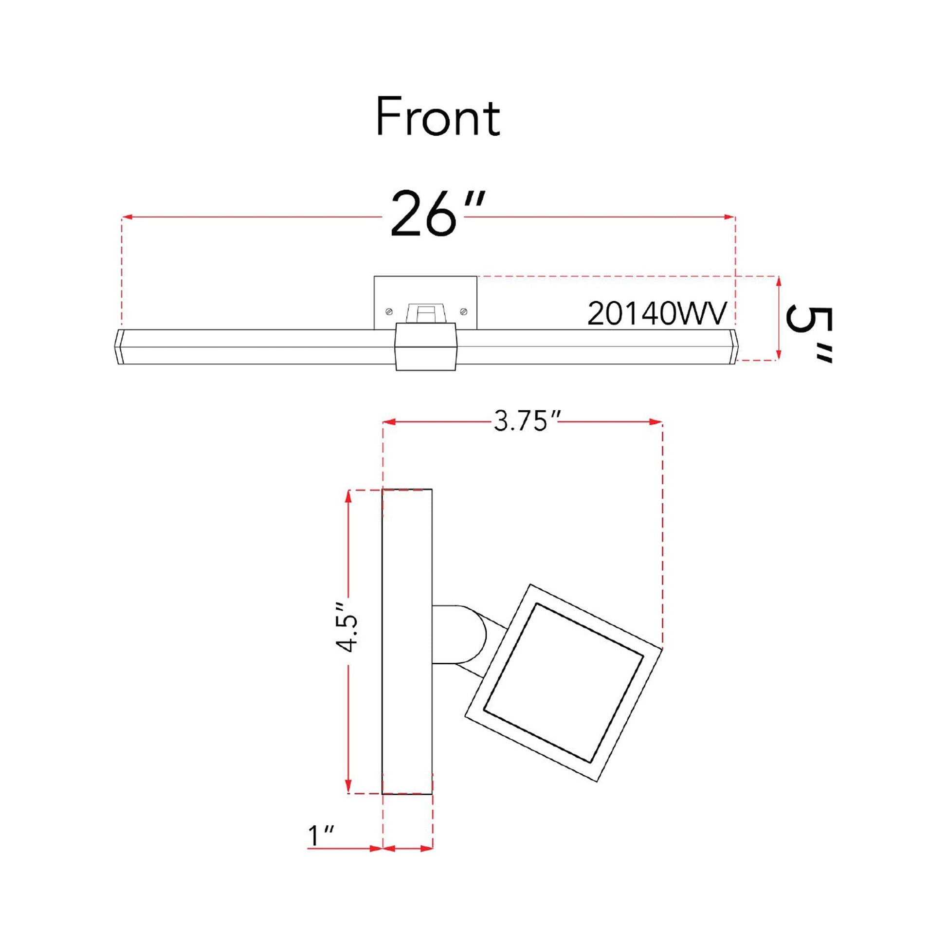Epee LED Bath Vanity Light - line drawing.