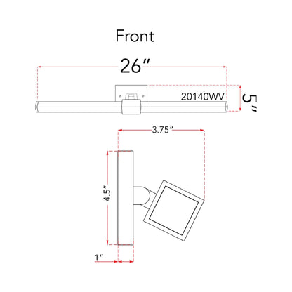 Epee LED Bath Vanity Light - line drawing.