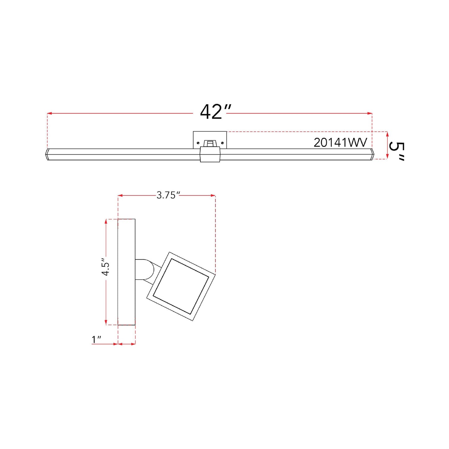 Epee LED Bath Vanity Light - line drawing.