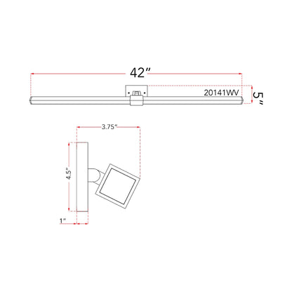 Epee LED Bath Vanity Light - line drawing.
