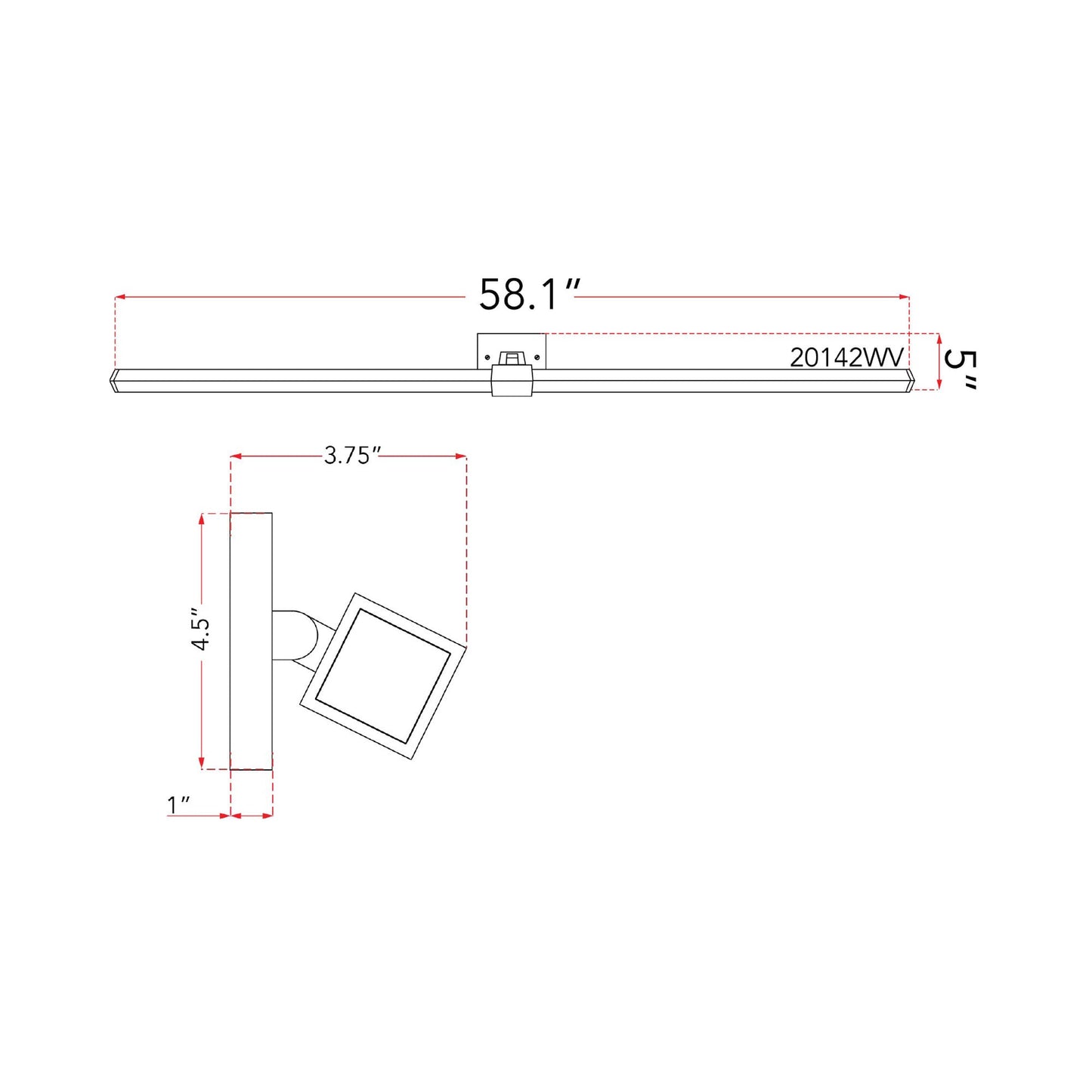 Epee LED Bath Vanity Light - line drawing.