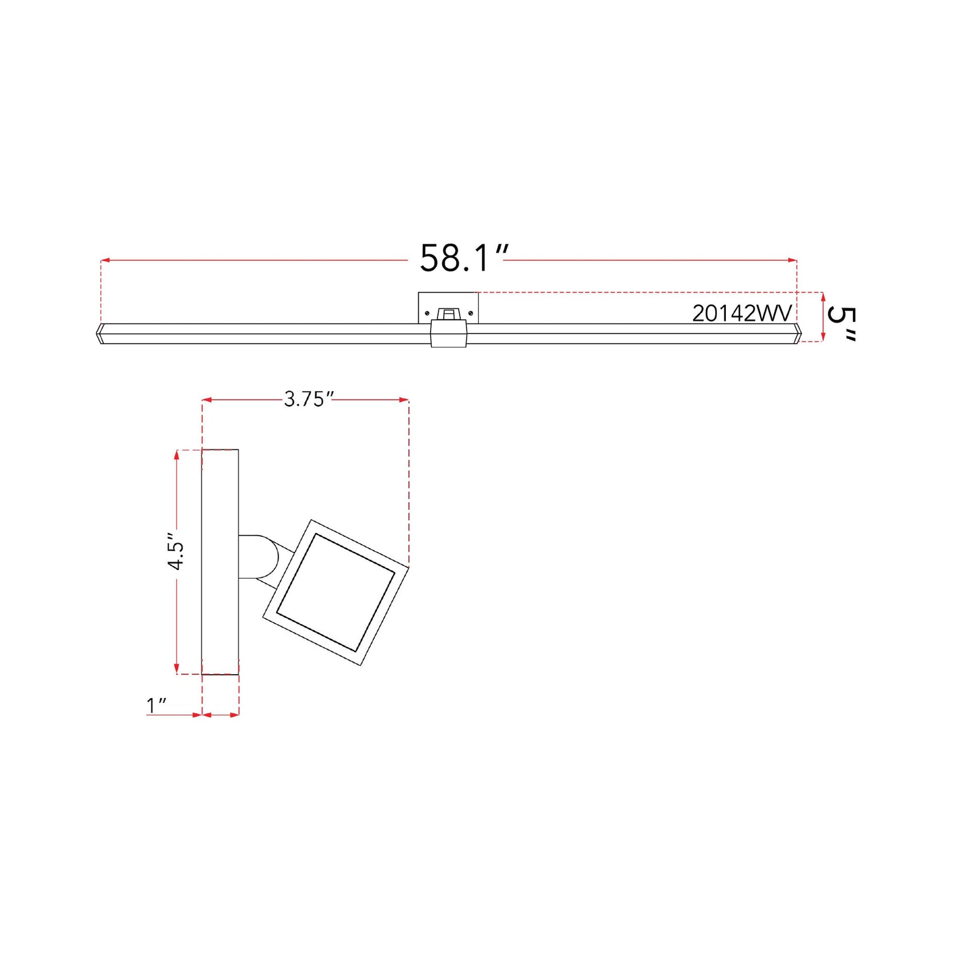 Epee LED Bath Vanity Light - line drawing.