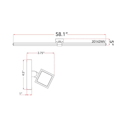 Epee LED Bath Vanity Light - line drawing.
