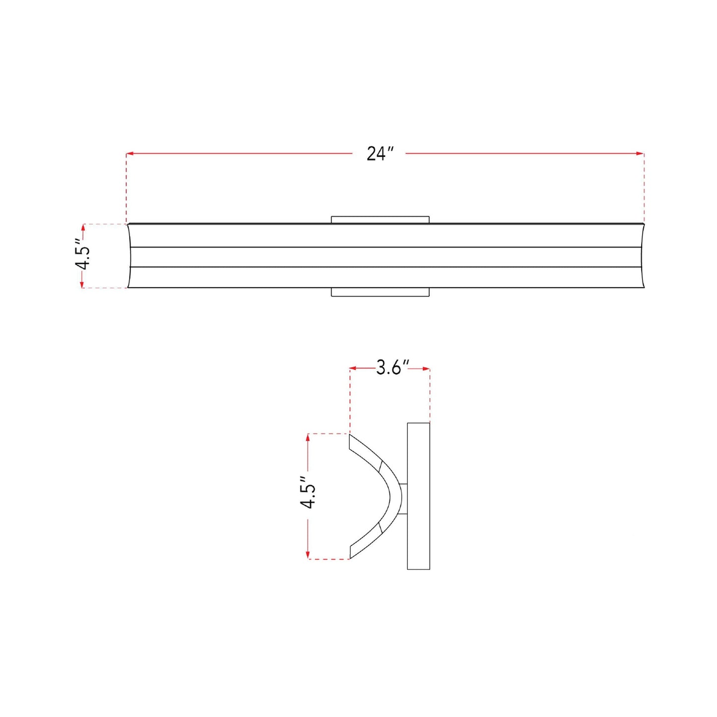 Eros LED Bath Vanity Light - line drawing.