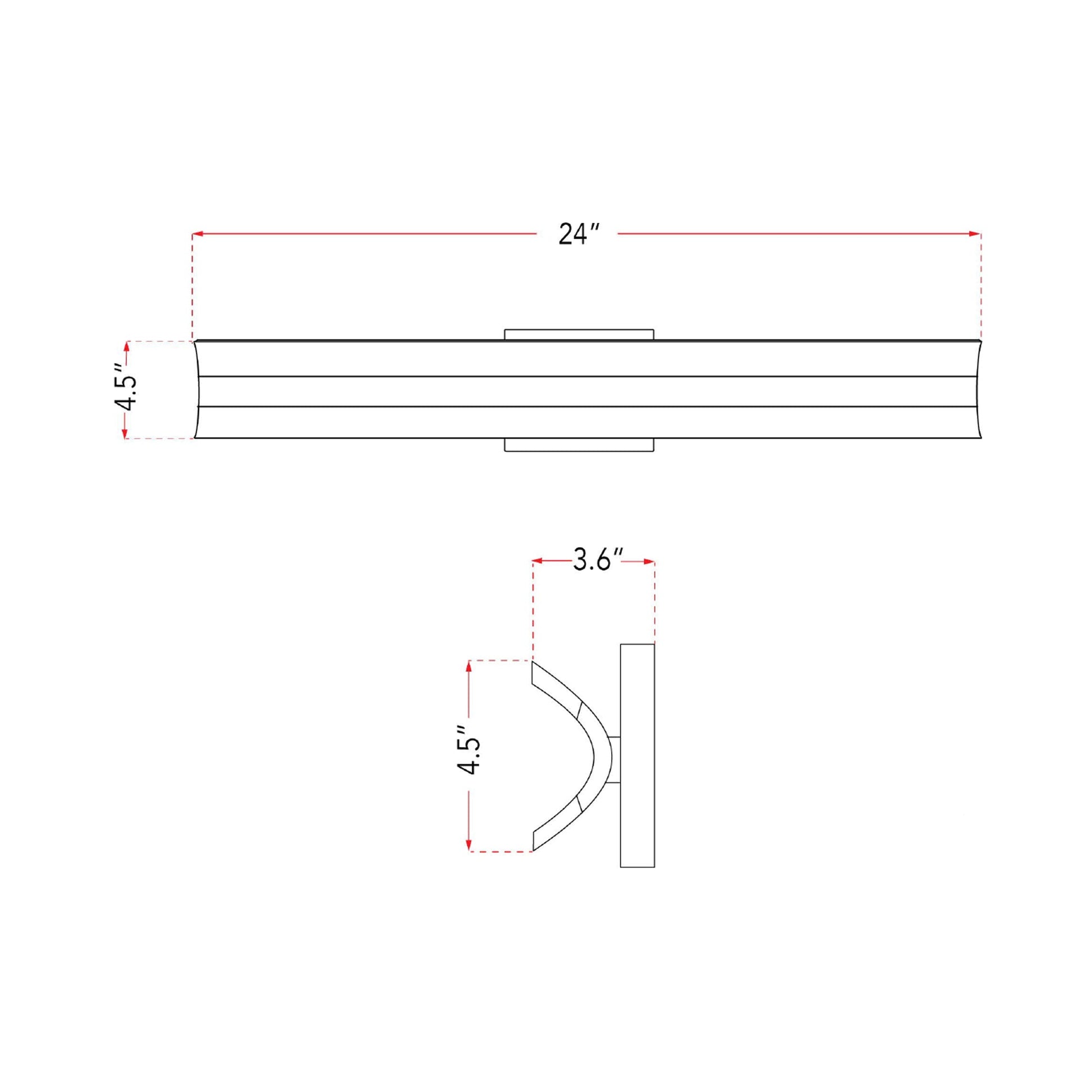 Eros LED Bath Vanity Light - line drawing.