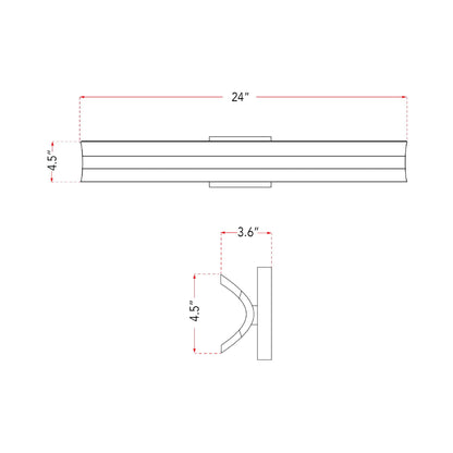 Eros LED Bath Vanity Light - line drawing.