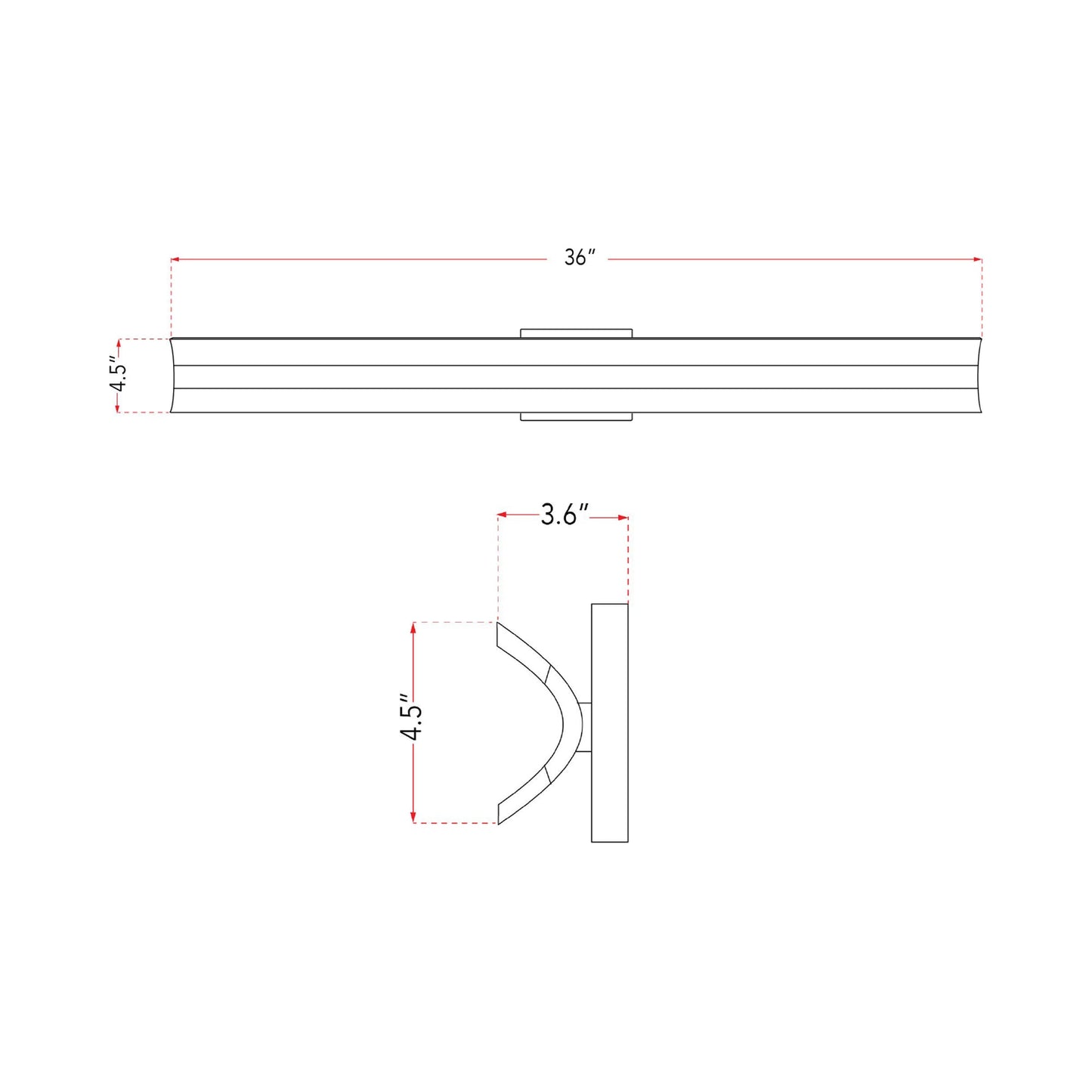 Eros LED Bath Vanity Light - line drawing.