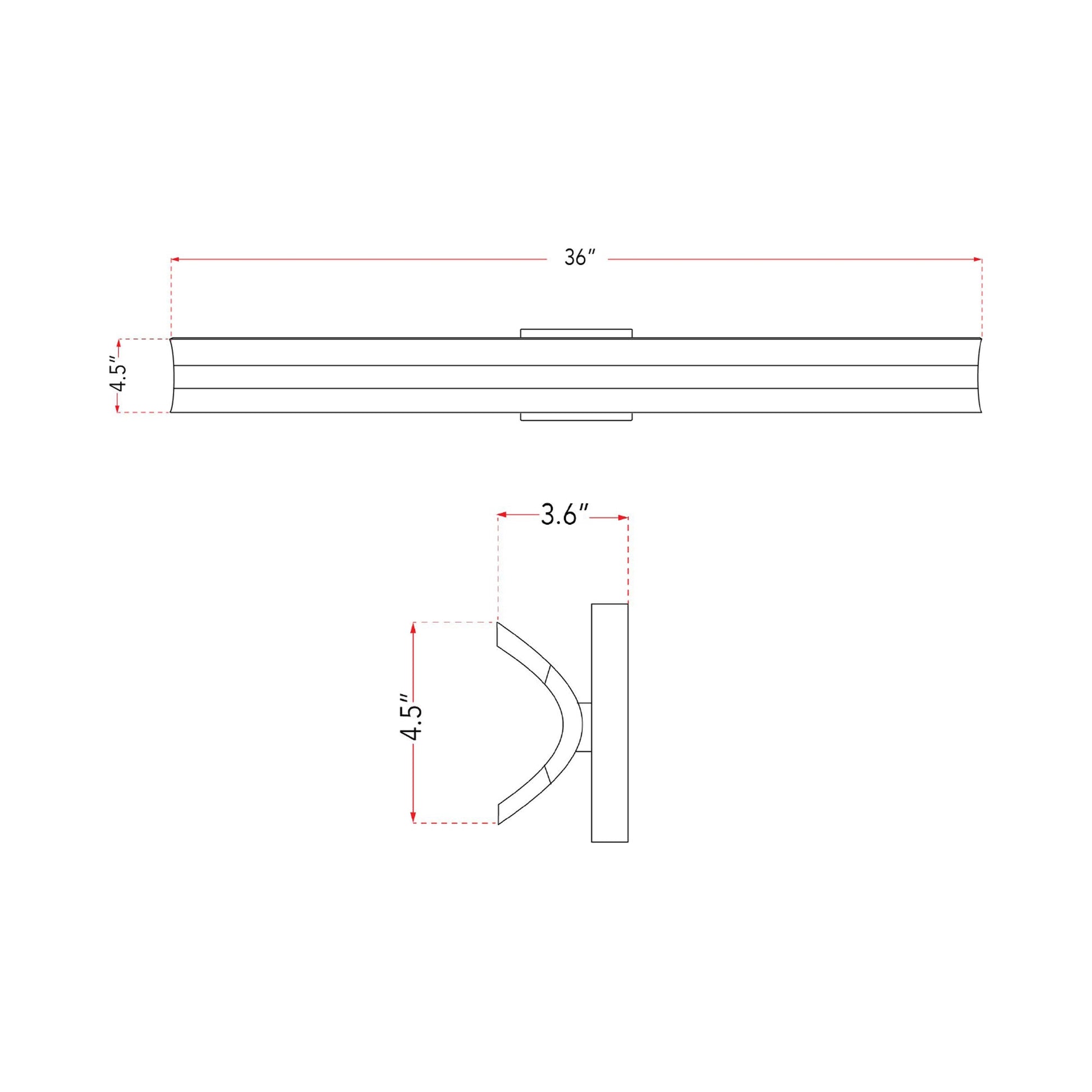 Eros LED Bath Vanity Light - line drawing.