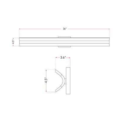 Eros LED Bath Vanity Light - line drawing.