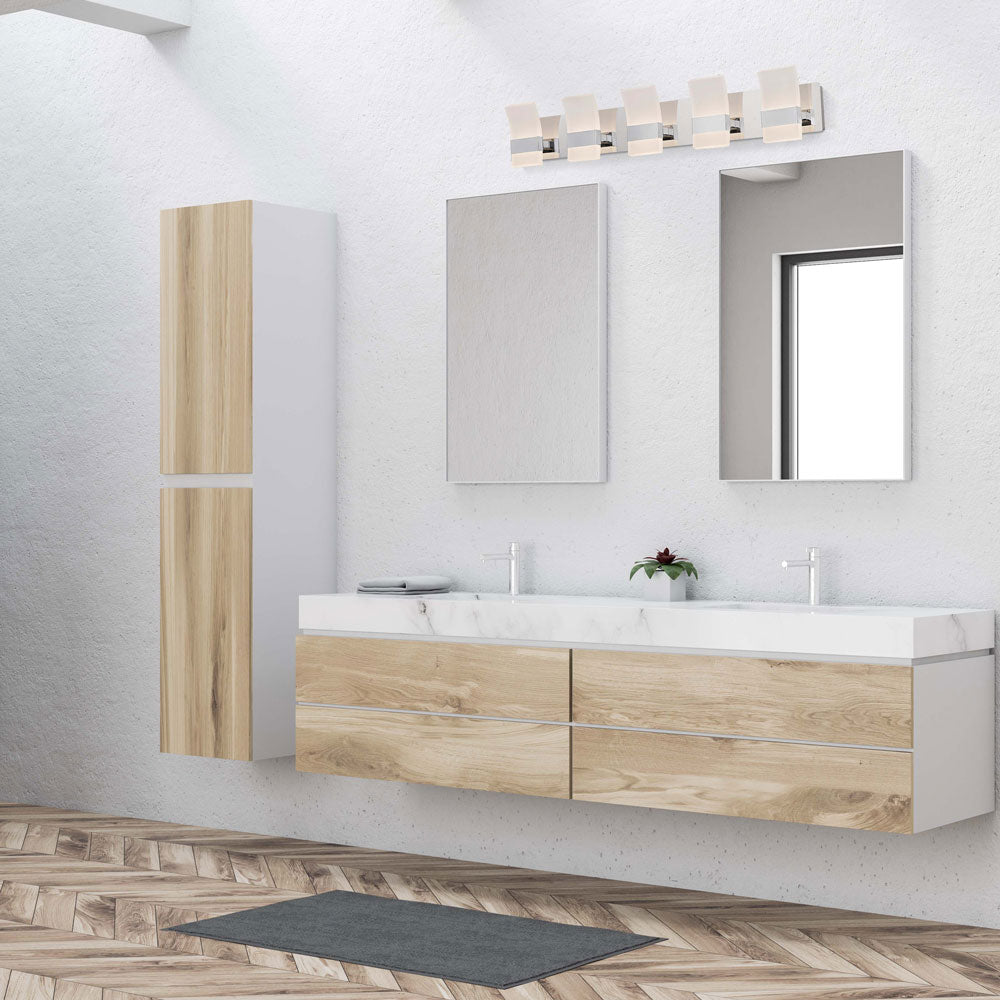 Fang LED Bath Vanity Light in bathroom.