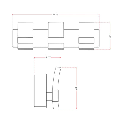 Fang LED Bath Vanity Light - line drawing.
