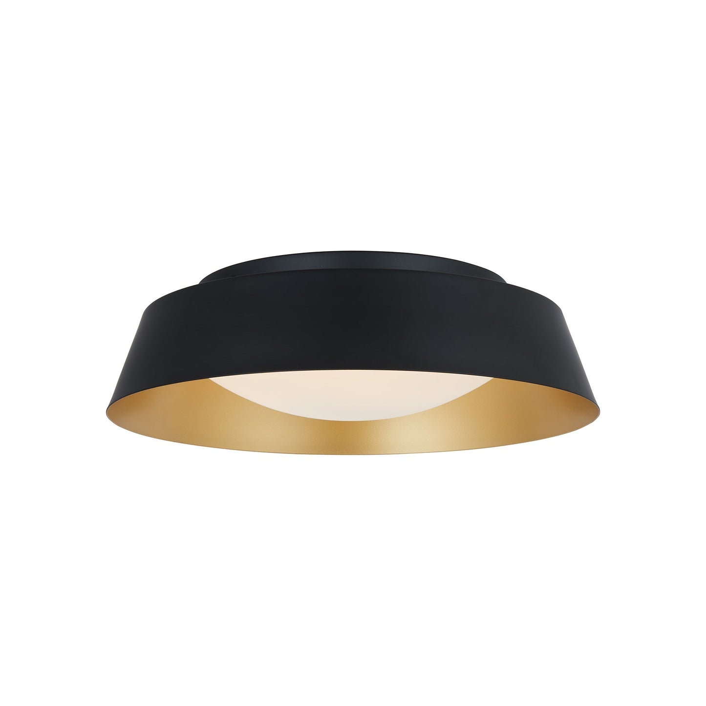 Flare LED Flush Mount Ceiling Light in Matte Black/Gold (15-Inch).