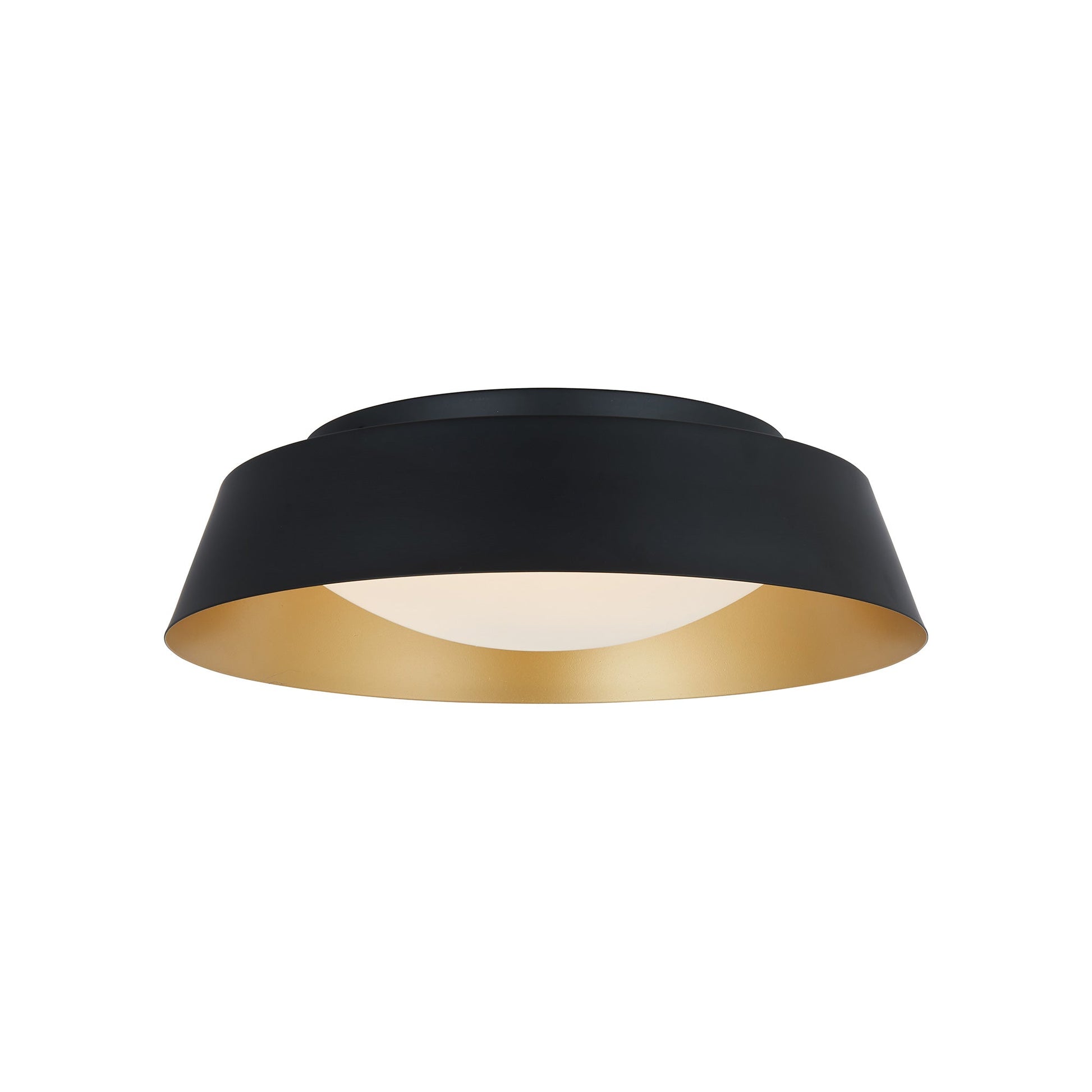 Flare LED Flush Mount Ceiling Light in Matte Black/Gold (15-Inch).