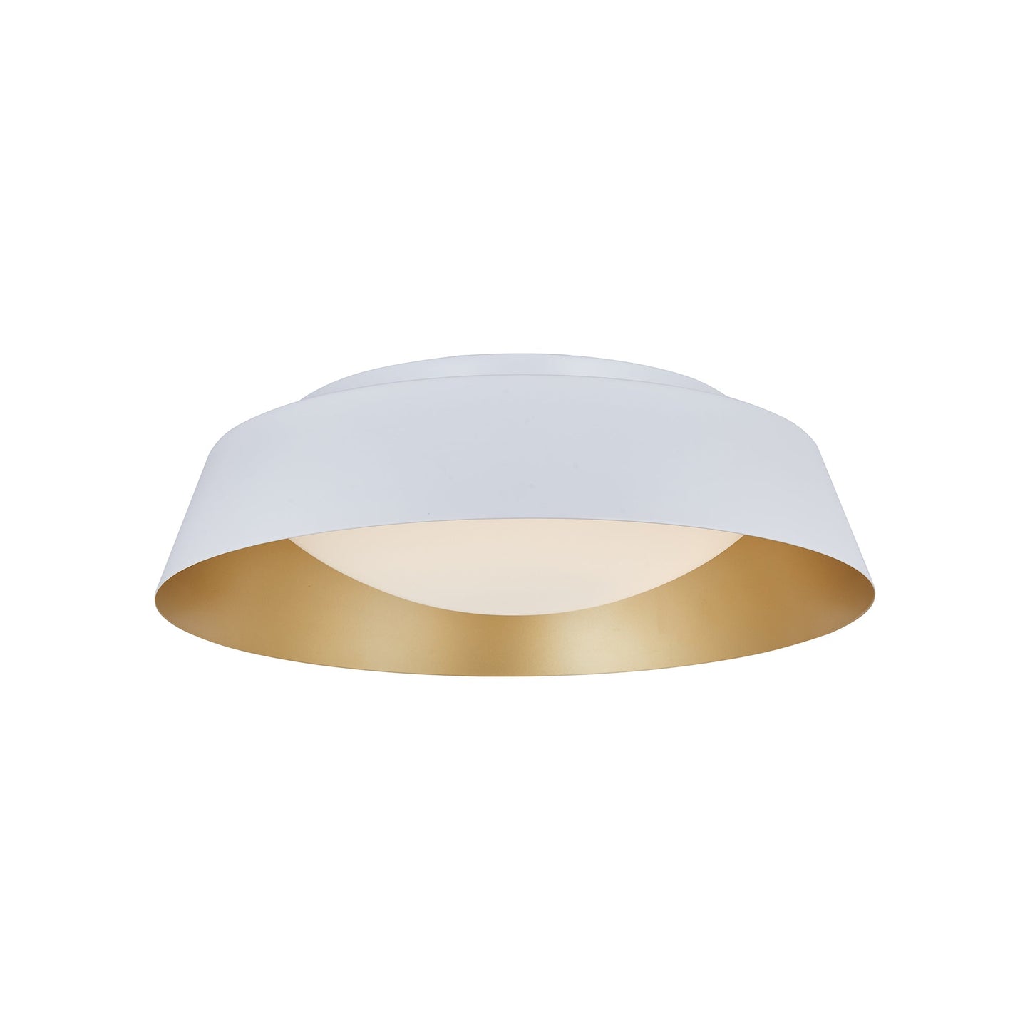 Flare LED Flush Mount Ceiling Light in Matte White/Gold (15-Inch).
