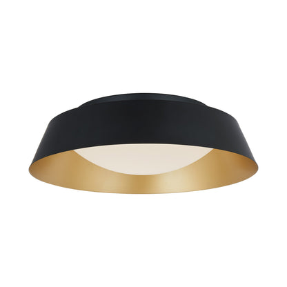 Flare LED Flush Mount Ceiling Light in Matte Black/Gold (18-Inch).