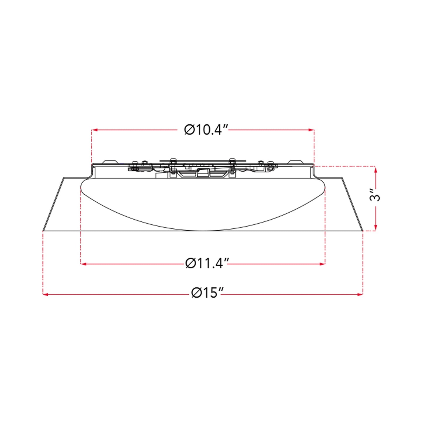Flare LED Flush Mount Ceiling Light - line drawing.
