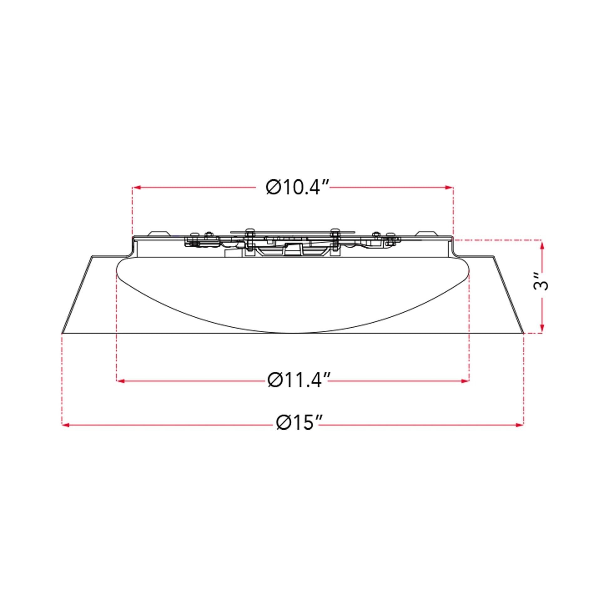 Flare LED Flush Mount Ceiling Light - line drawing.
