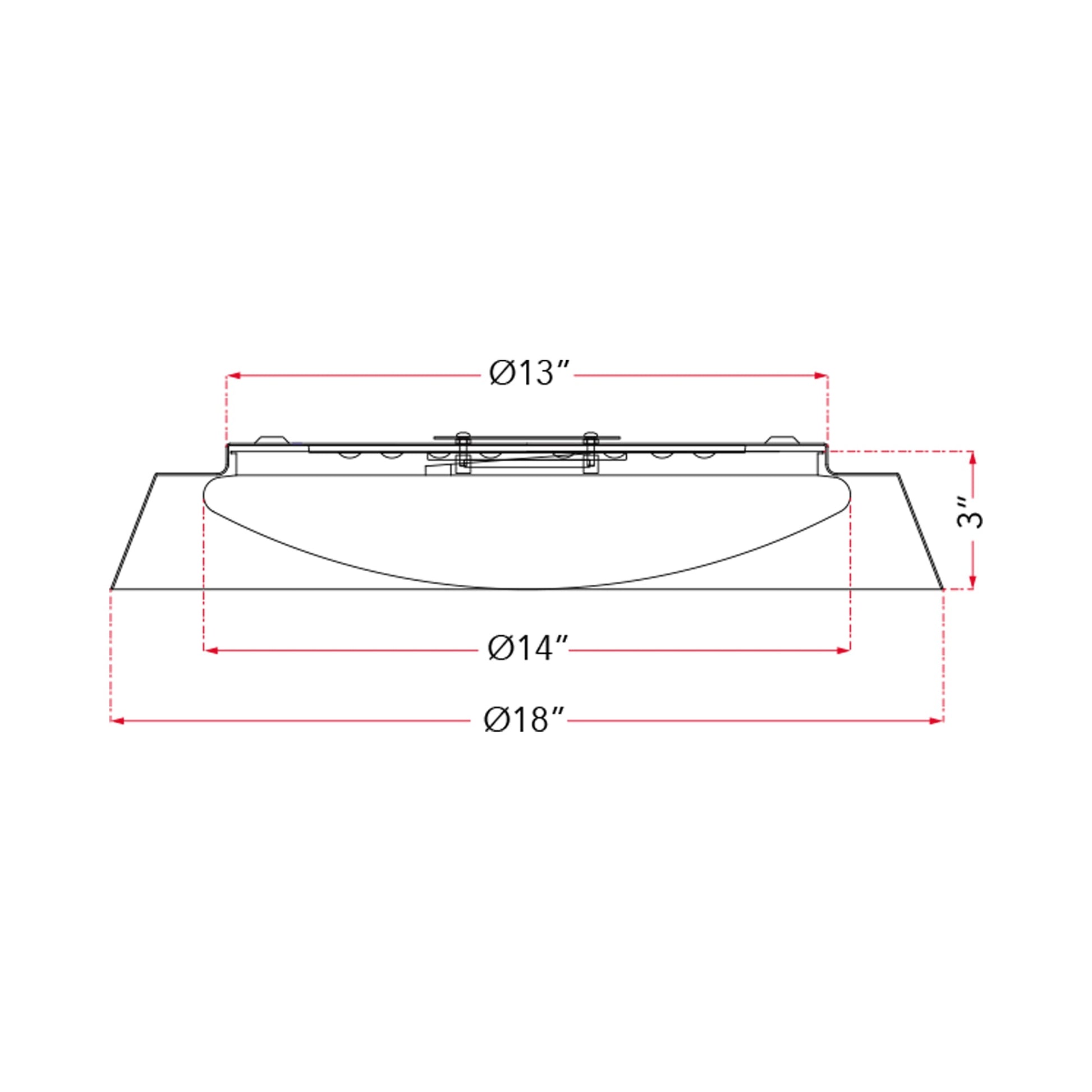 Flare LED Flush Mount Ceiling Light - line drawing.