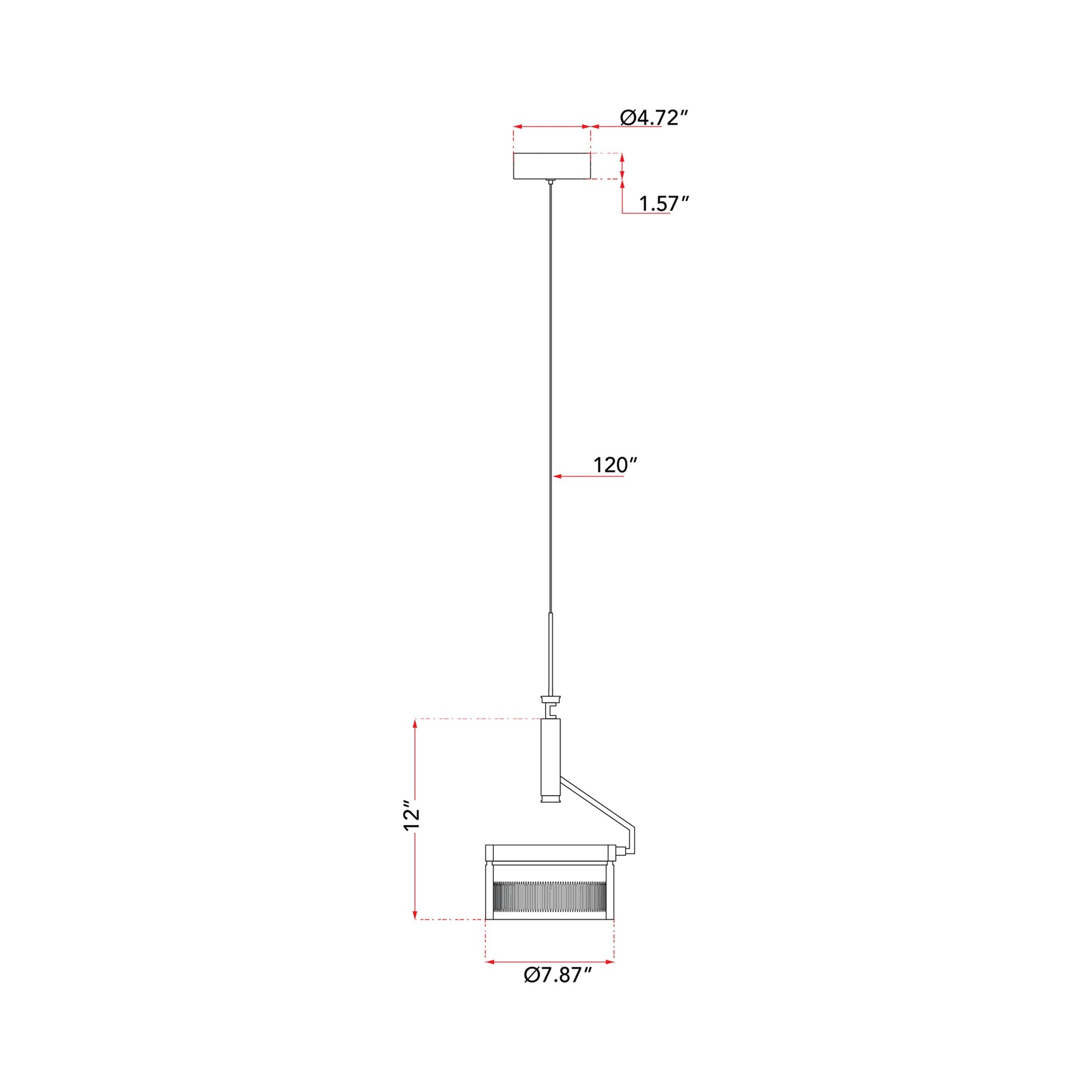 Fleming LED Pendant Light - line drawing.