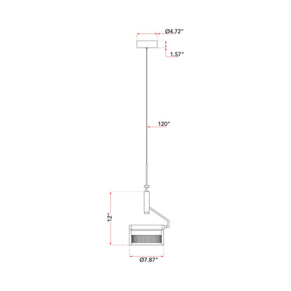 Fleming LED Pendant Light - line drawing.