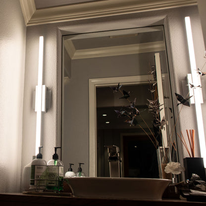 Foil LED Bath Vanity Light in bathroom.