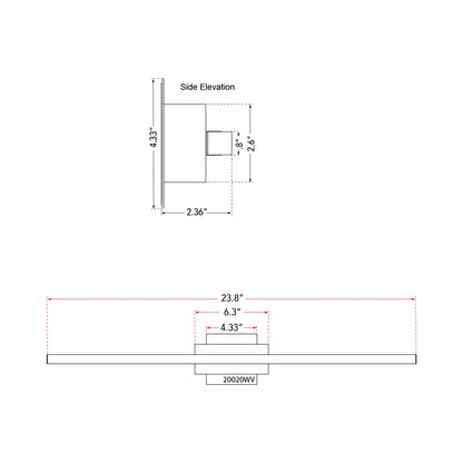 Foil LED Bath Vanity Light - line drawing.
