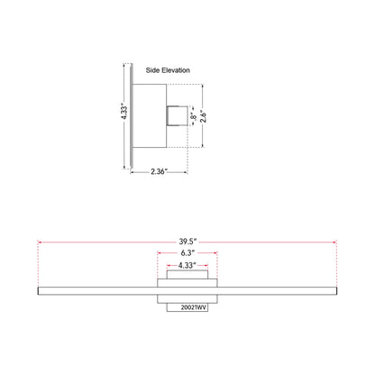 Foil LED Bath Vanity Light - line drawing.
