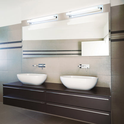 Fusion LED Bath Vanity Light in bathroom.