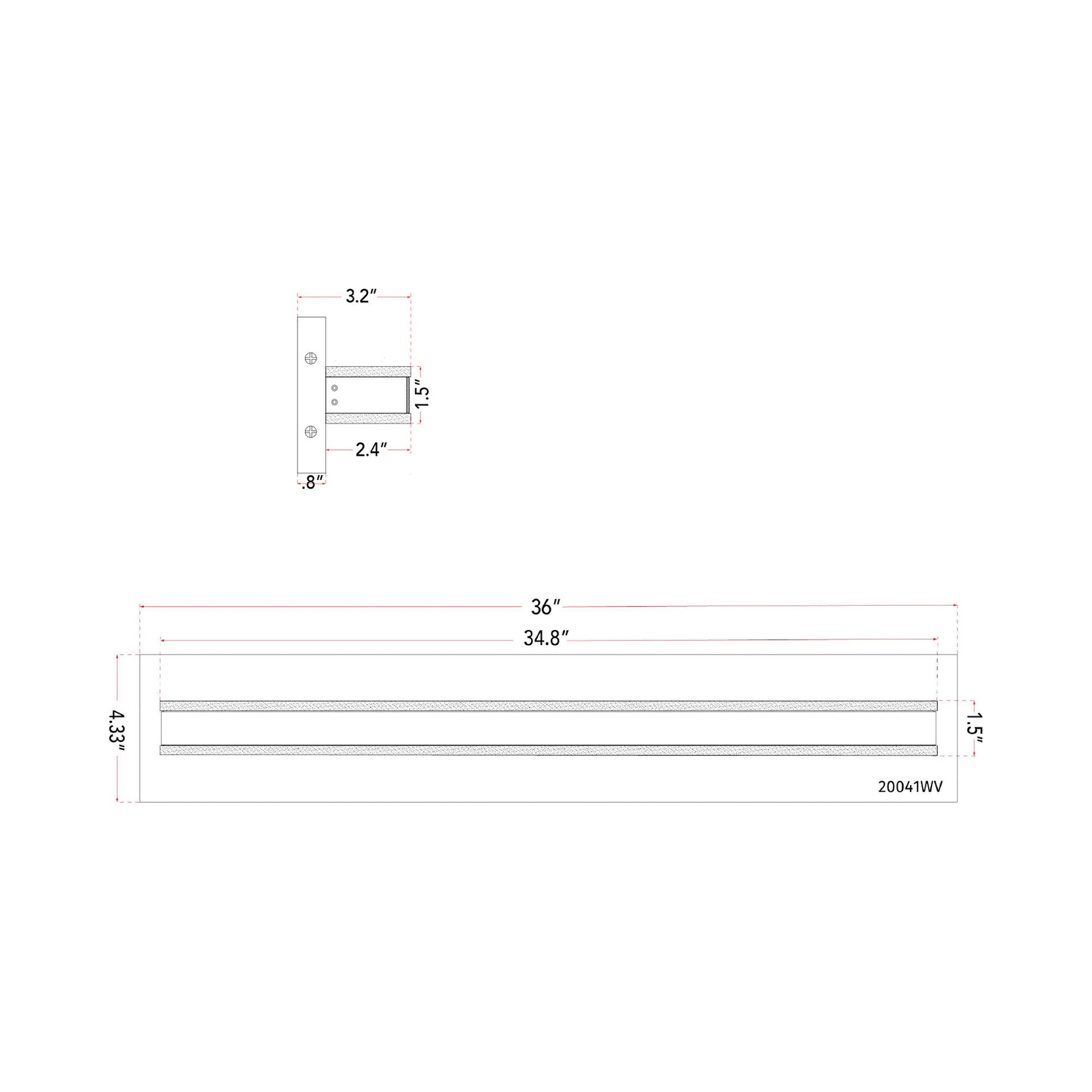 Fusion LED Bath Vanity Light - line drawing.