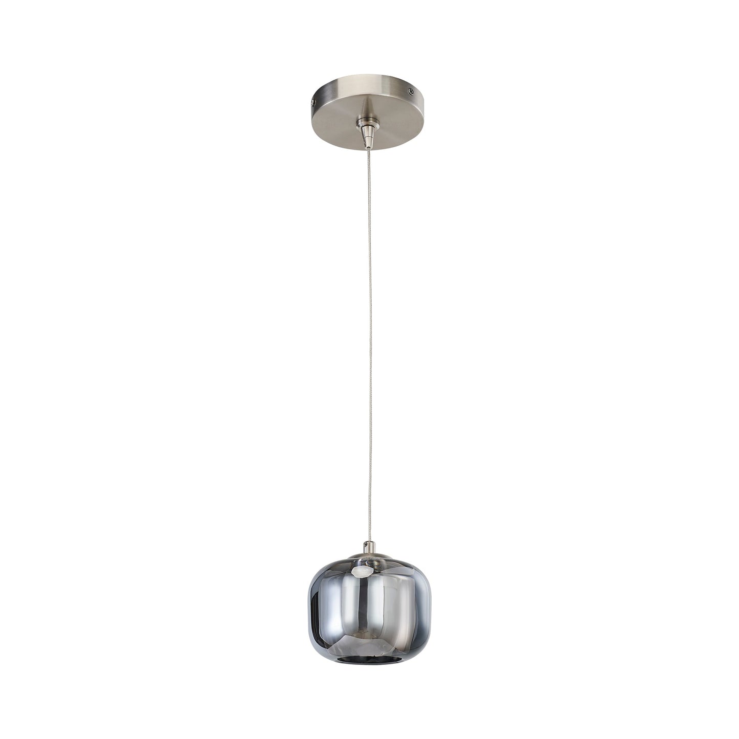 Geo LED Pendant Light in Brushed Nickel/Ash Glass.