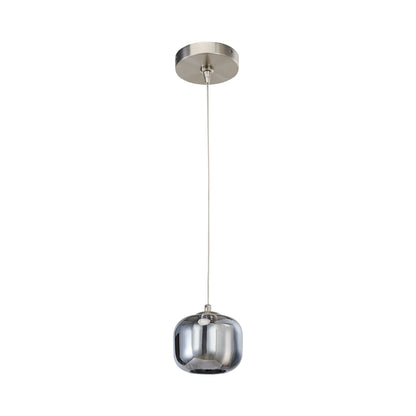 Geo LED Pendant Light in Brushed Nickel/Ash Glass.