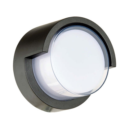 Geo Round Hooded Outdoor LED Wall Light.