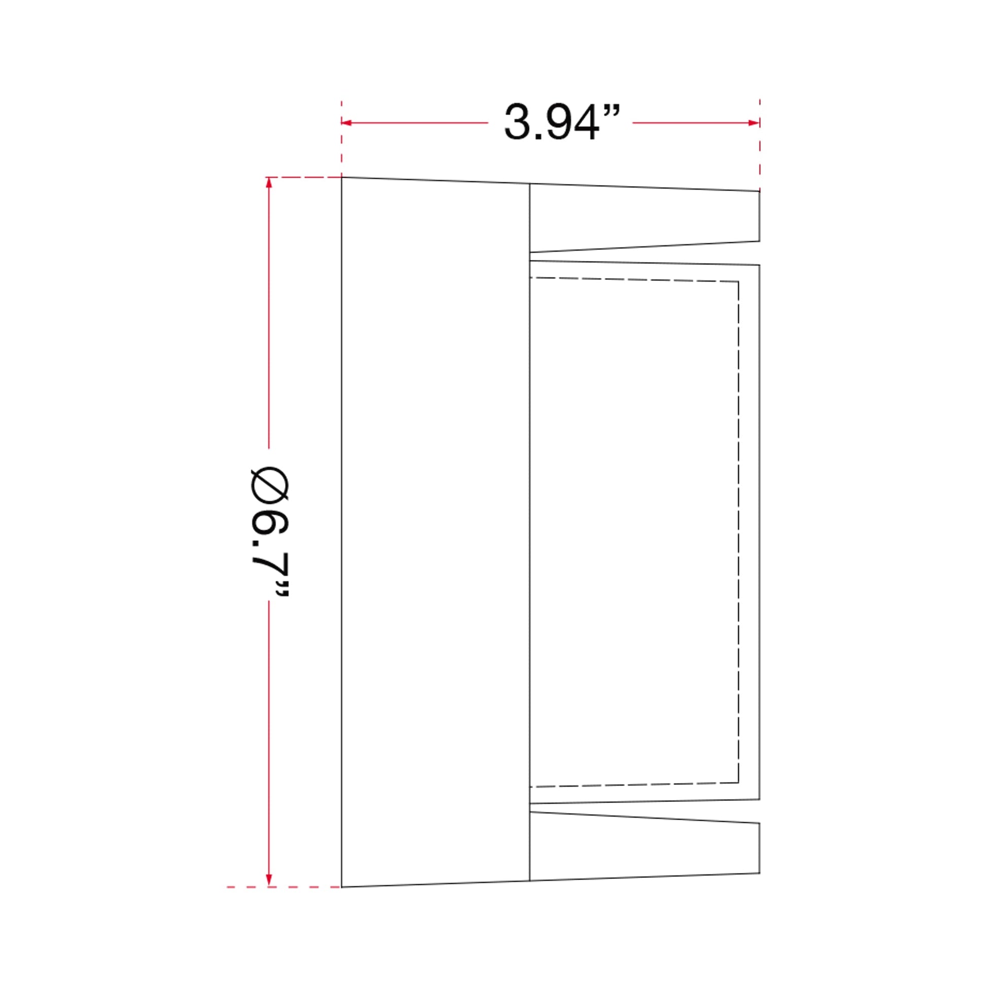 Geo Round Hooded Outdoor LED Wall Light - line drawing.