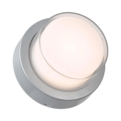 Geo Round Outdoor LED Wall Light in Silica.