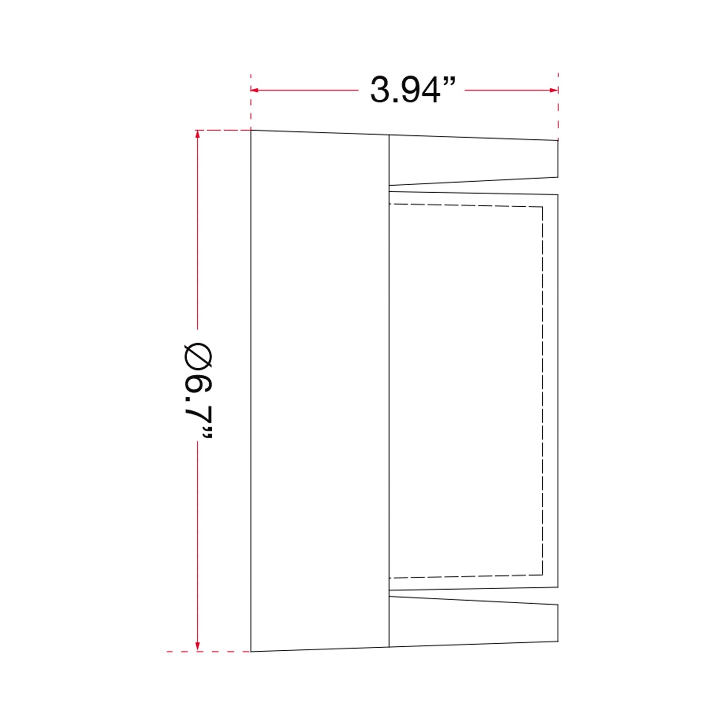 Geo Round Outdoor LED Wall Light - line drawing.