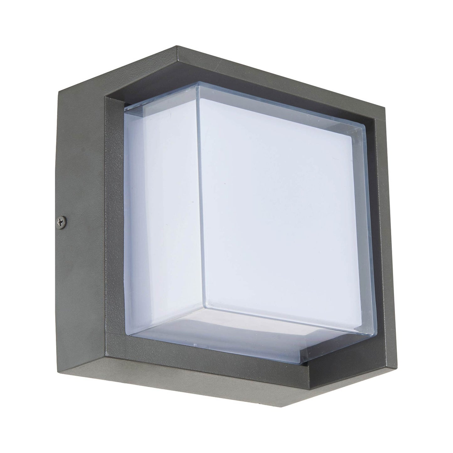Geo Square Hooded Outdoor LED Wall Light.