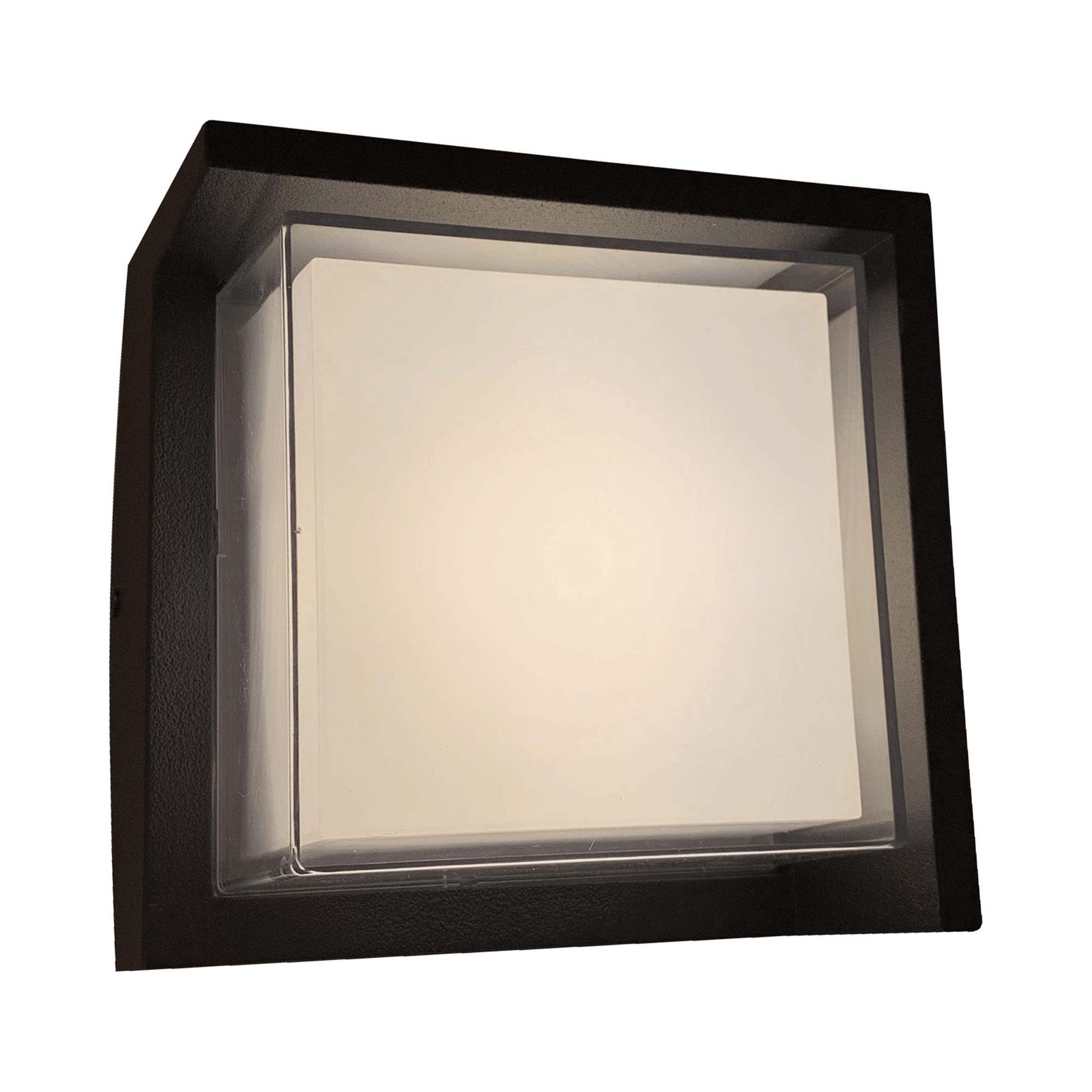 Geo Square Hooded Outdoor LED Wall Light in Detail.