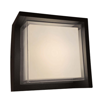Geo Square Hooded Outdoor LED Wall Light in Detail.