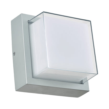 Geo Square Outdoor LED Wall Light in Silica.
