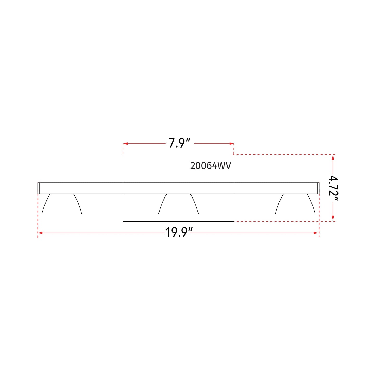 Jet LED Bath Vanity Light - line drawing.