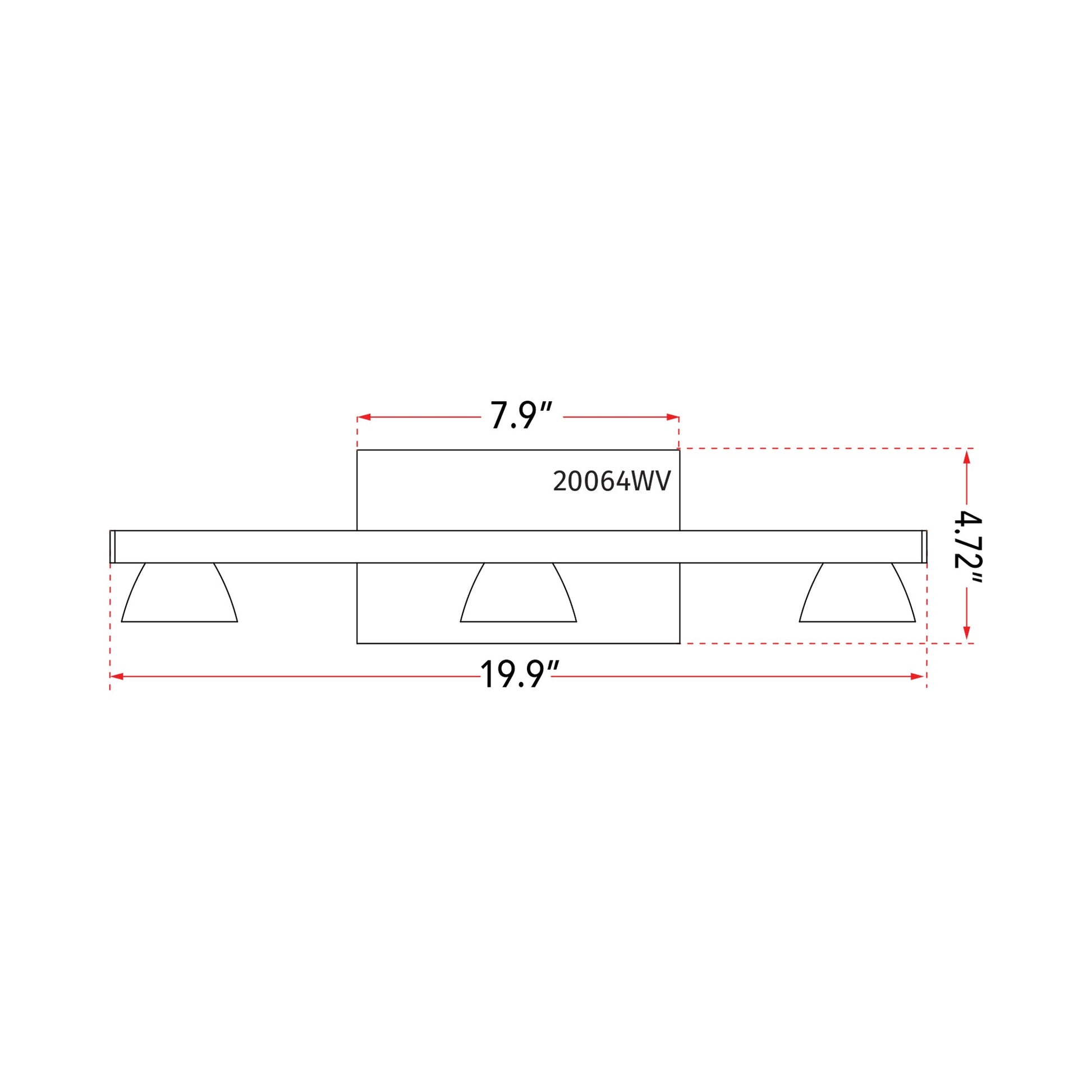 Jet LED Bath Vanity Light - line drawing.