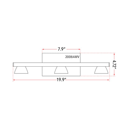 Jet LED Bath Vanity Light - line drawing.