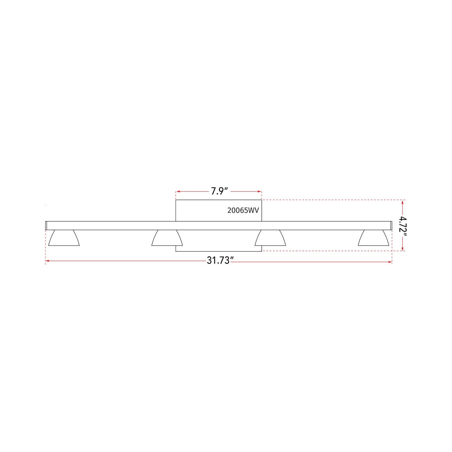 Jet LED Bath Vanity Light - line drawing.
