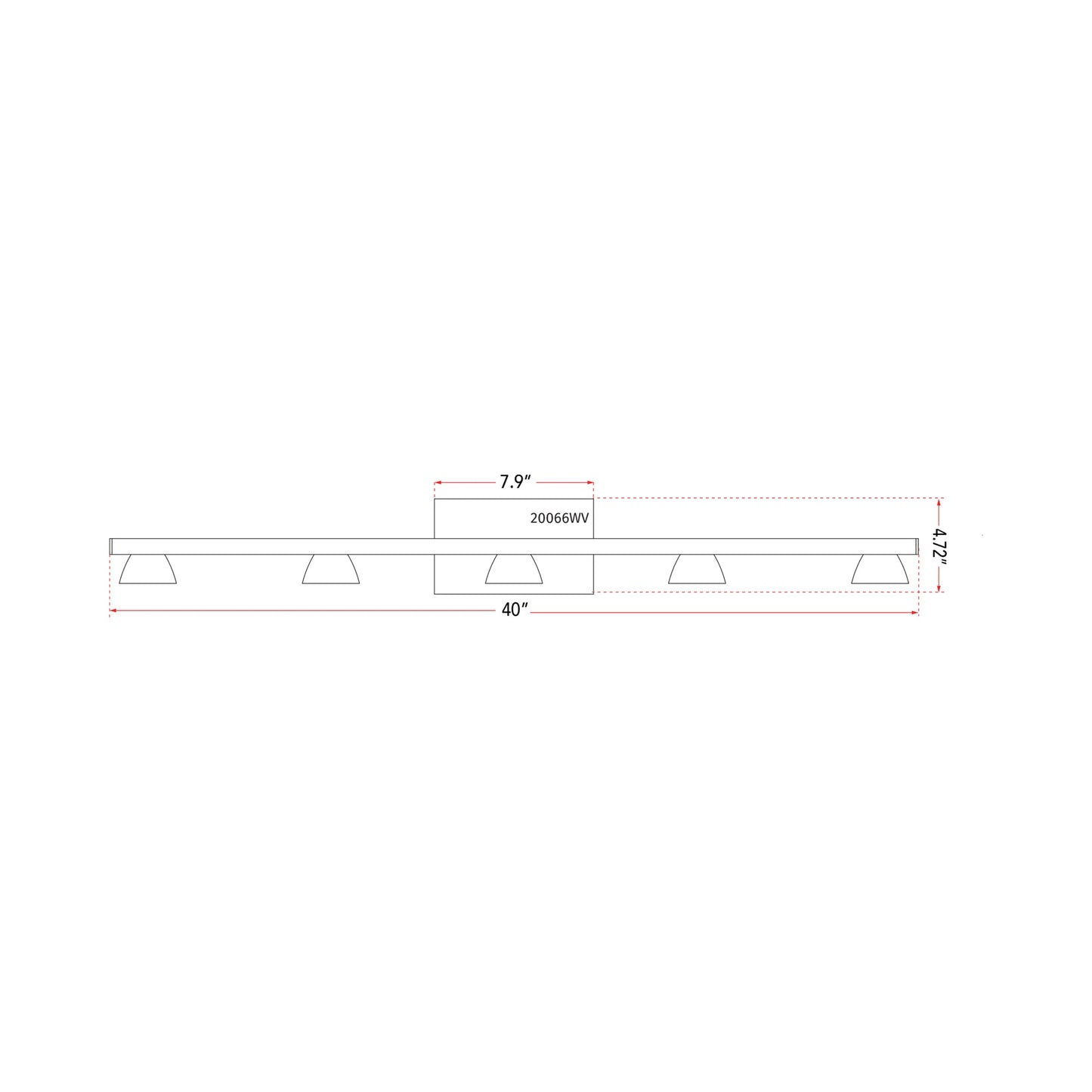 Jet LED Bath Vanity Light - line drawing.