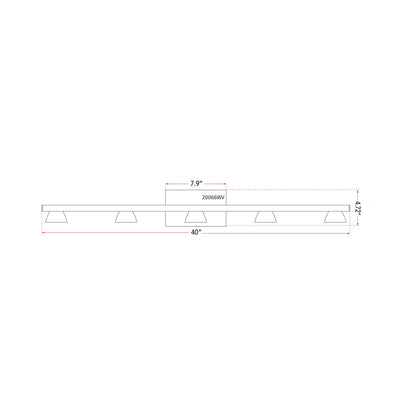 Jet LED Bath Vanity Light - line drawing.